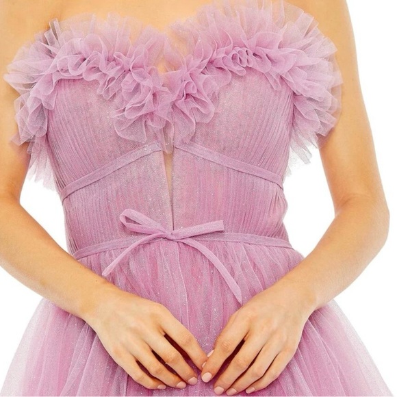 Mac Duggal Purple Strapless Glitter Tulle Gown Pink Womens 8 Prom Formal Dress - Picture 2 of 13